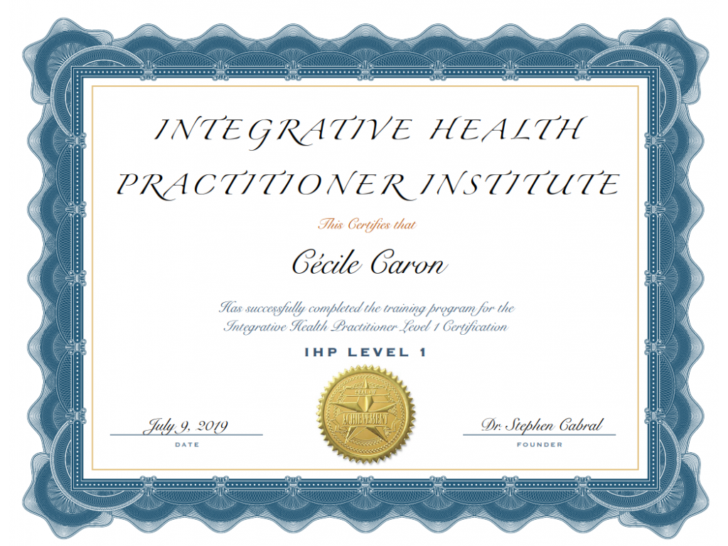 Formation chez : Integrative Health Practitioner Institute, pour : Integrative Health Practitioner en 2019
