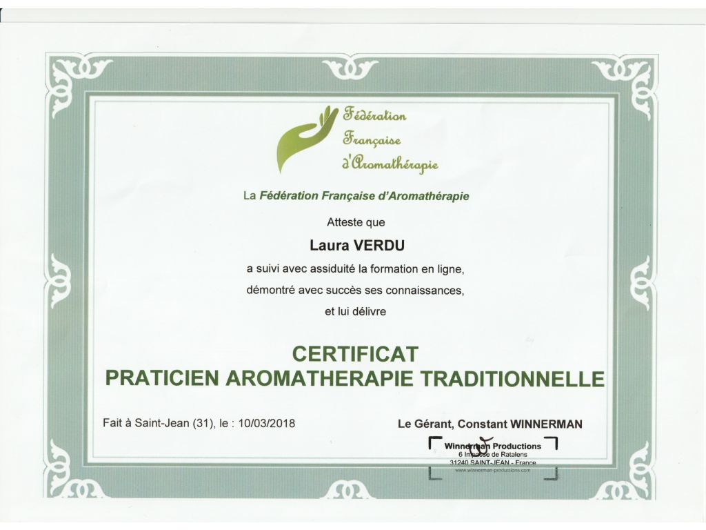 Formation chez : Fédération Française d'Aromathérapie, pour : Praticien en Aromathérapie en 2018