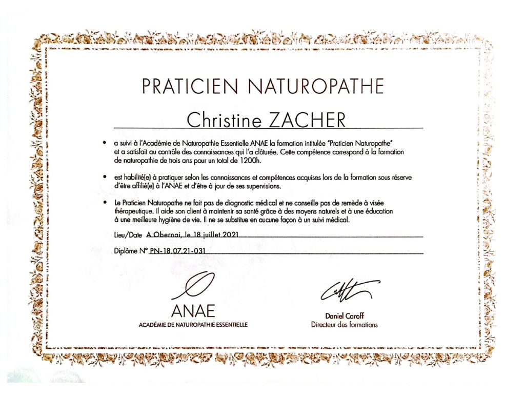 Formation chez : ANAE, pour : Praticien naturopathe en 2021