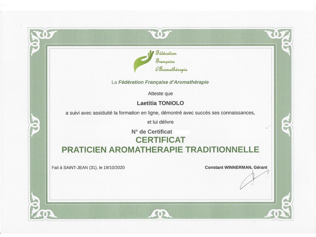Formation chez : Fédération Française d'aromathérapie, pour : Praticien aromathérapie traditionnelle en 2020