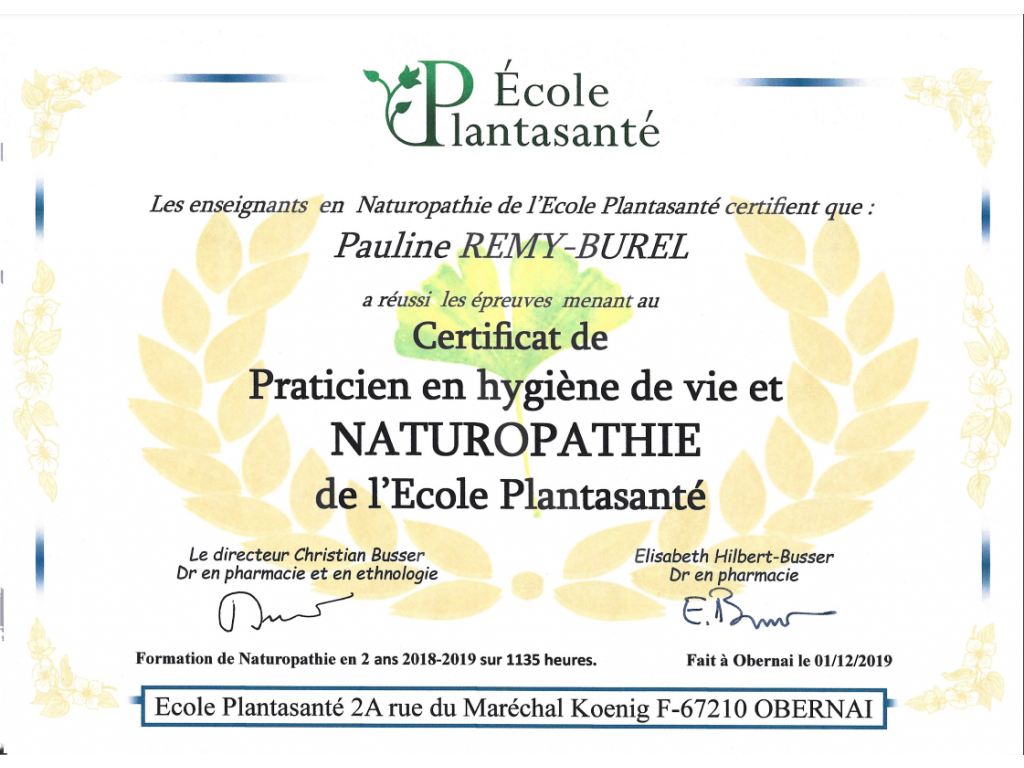Formation chez : Ecole Plantasanté, pour : Naturopathie en 2019