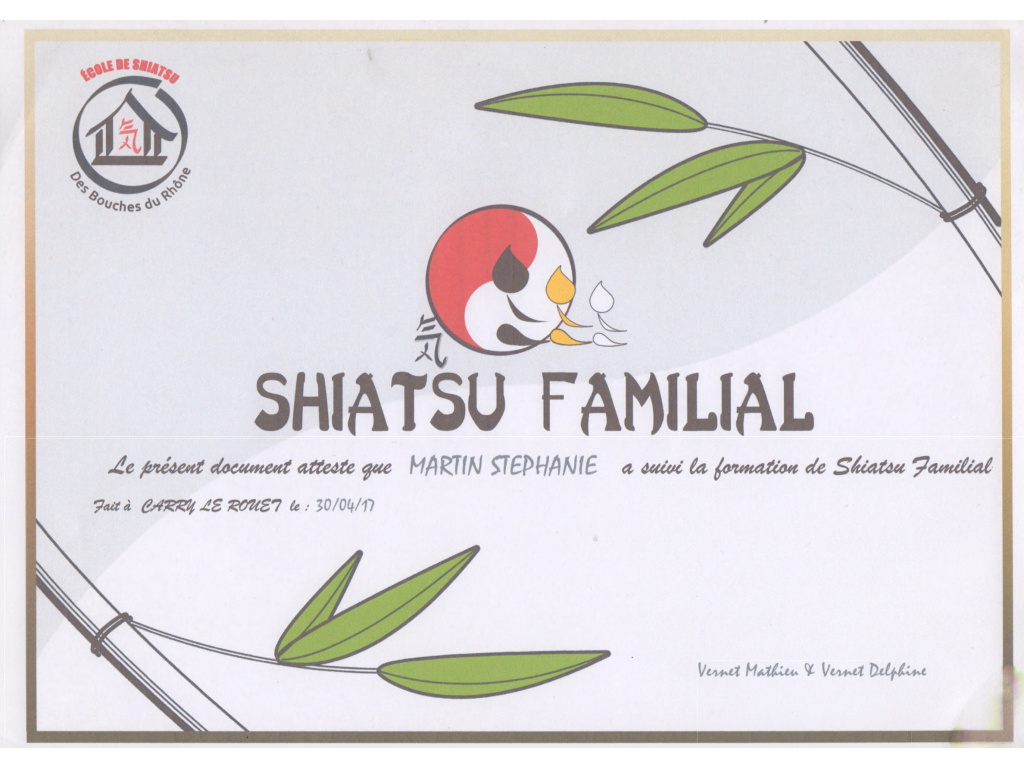 Formation chez : ESBR, pour : Shiatsu Familial en 2017