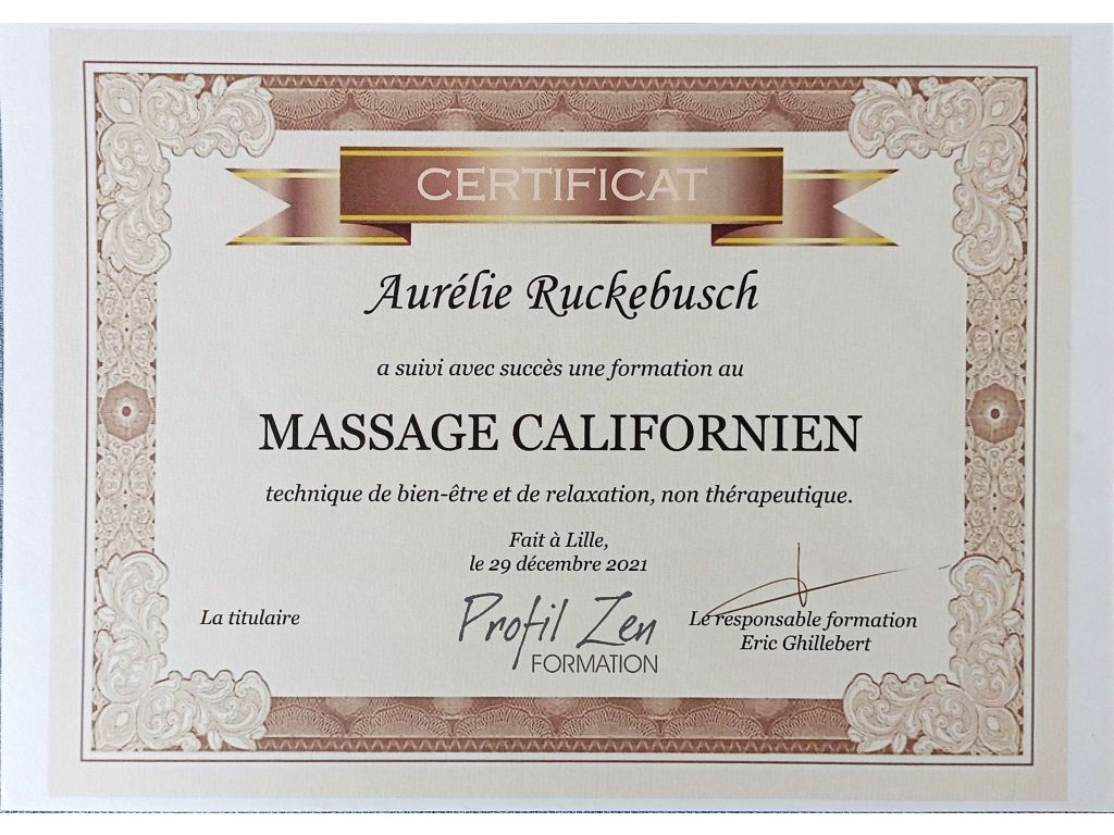 Formation chez : Profil Zen Formations, pour : Praticienne en massage californien en 2021